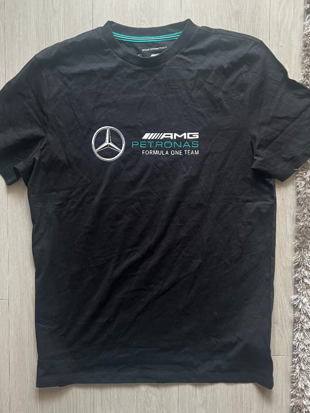 AMG Petronas Shirt Mens Large Black Formula One Team Mercedes Benz Logo Tee